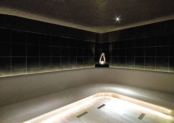 Crystal steam room at the new ESPA flagship at The Joule in Dallas. Photo by Eric Laignel
