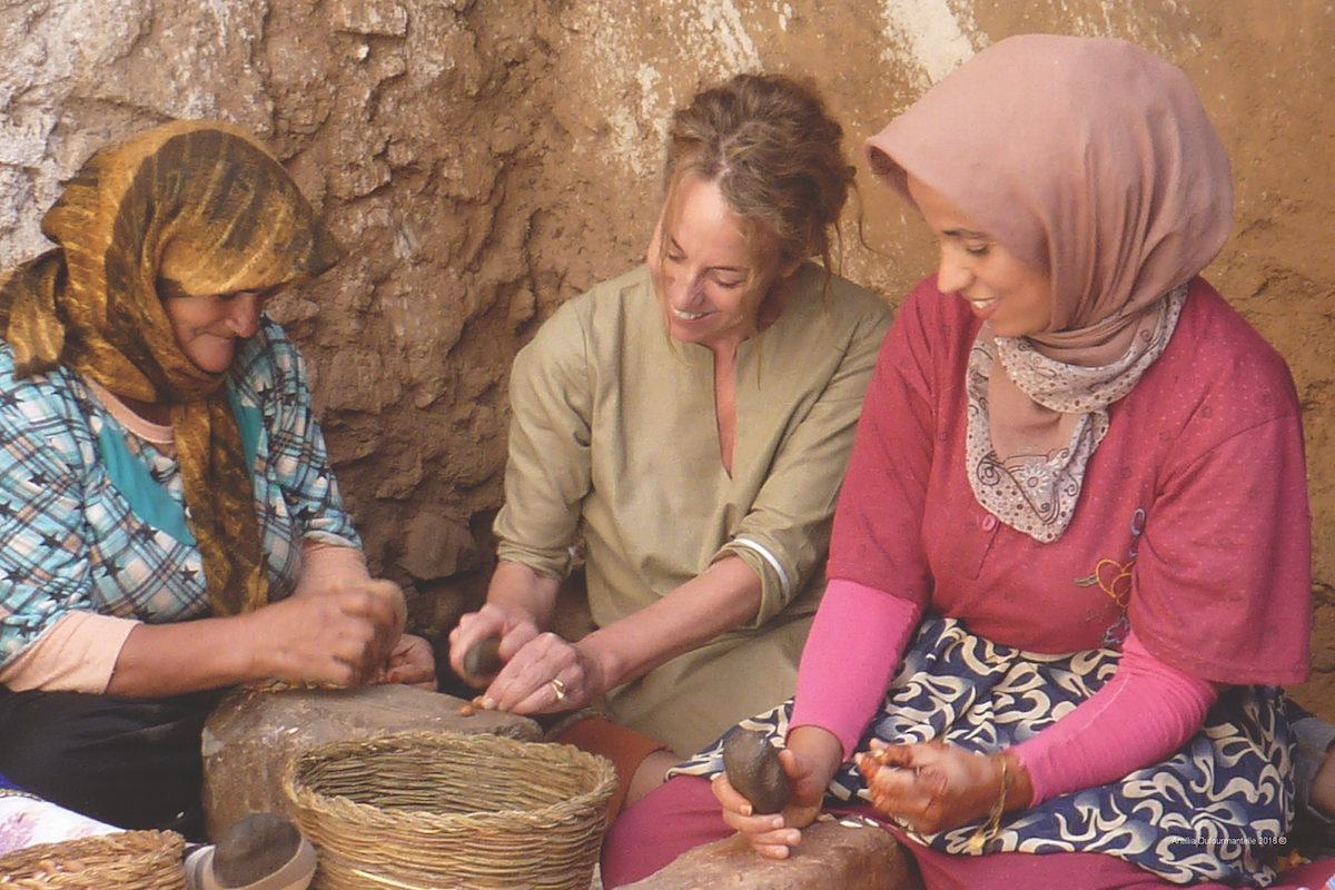Katharine with Berber Women and Argan Nuts Photo
